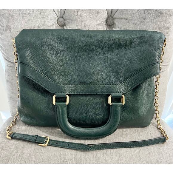 Dolce and Gabanna Fold Over Pebbled Leather Dark Green - Picture 3 of 13